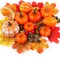Faux foam pumpkins with realistic maple leaves, acorns, and red berries for Halloween Thanksgiving Wreath Garland and Centerpiece Decoration